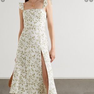 ISO Reformation Spaulding Ruffle Dress in Cypress